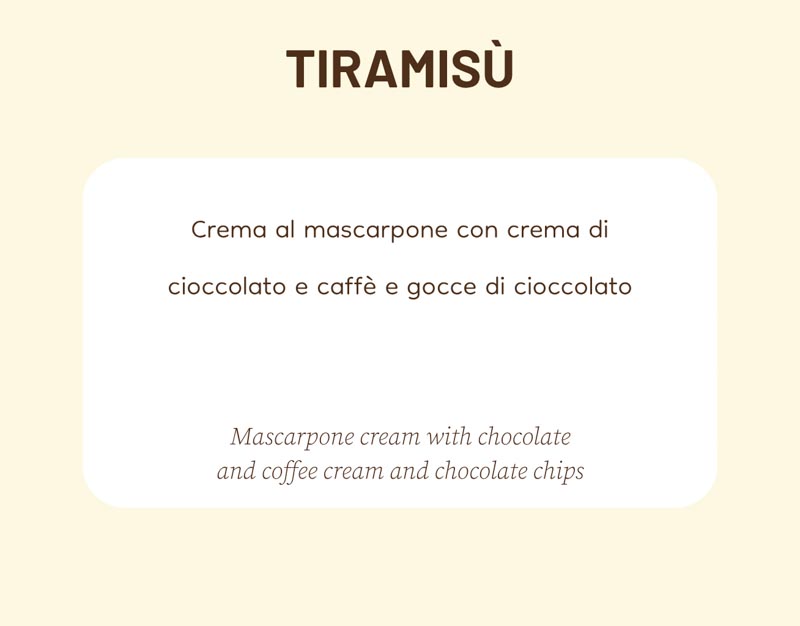 Tiramisu scheda